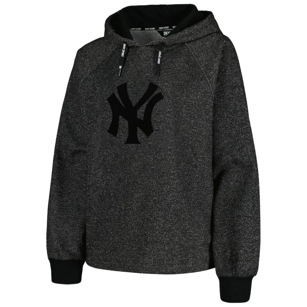New York Yankees DKNY Sport Women's Debbie Dolman Raglan Pullover Hoodie - Black - MLB Discount