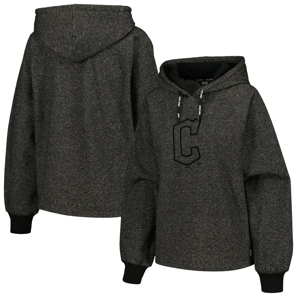 Cleveland Guardians DKNY Sport Women's Debbie Dolman Raglan Pullover Hoodie - Black - MLB Discount