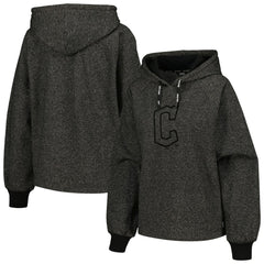 Cleveland Guardians DKNY Sport Women's Debbie Dolman Raglan Pullover Hoodie - Black - MLB Discount