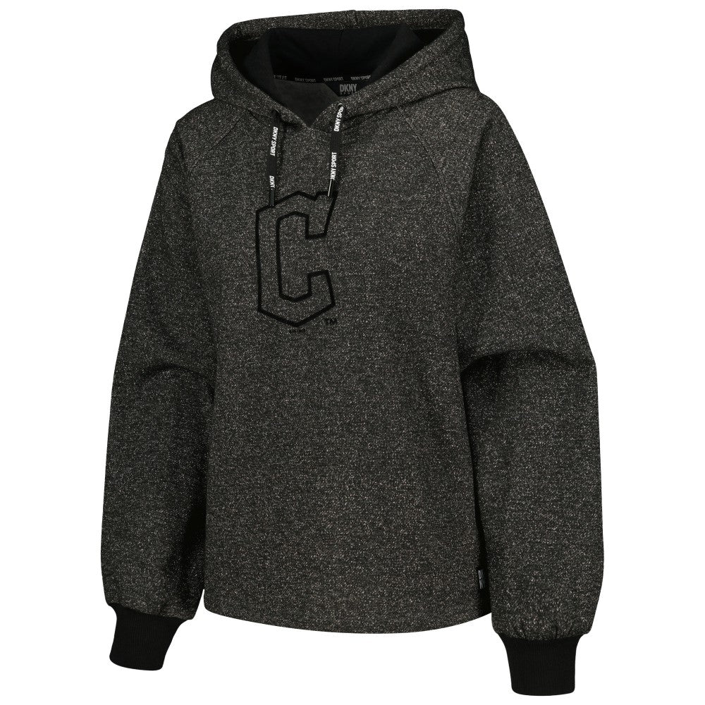 Cleveland Guardians DKNY Sport Women's Debbie Dolman Raglan Pullover Hoodie - Black - MLB Discount