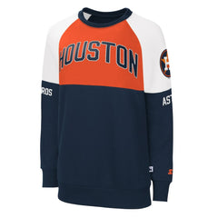 Houston Astros Starter Women's Baseline Raglan Pullover Sweatshirt - Navy/Orange - MLB Lifestyle