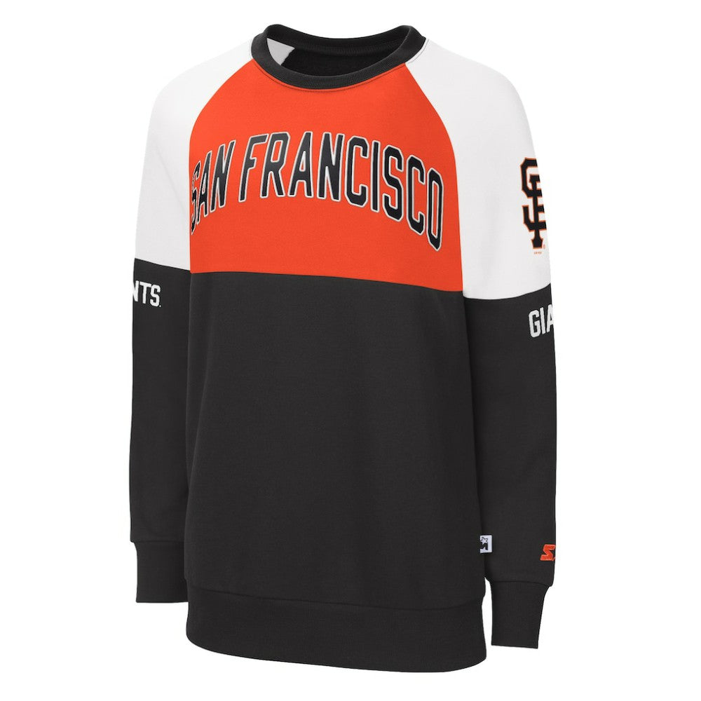 San Francisco Giants Starter Women's Baseline Raglan Pullover Sweatshirt - Black/Orange - MLB Lifestyle