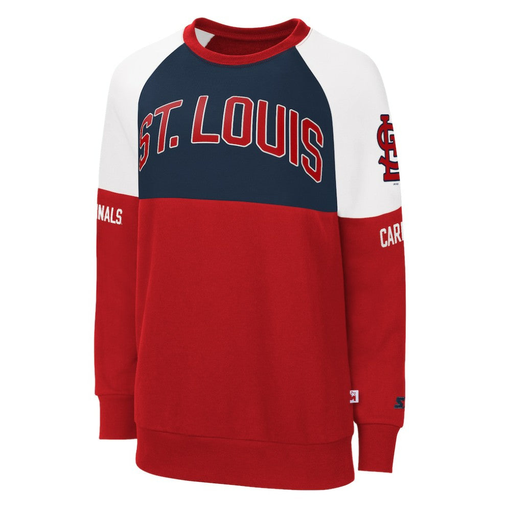 St. Louis Cardinals Starter Women's Baseline Raglan Pullover Sweatshirt - Red/Navy - MLB Sale