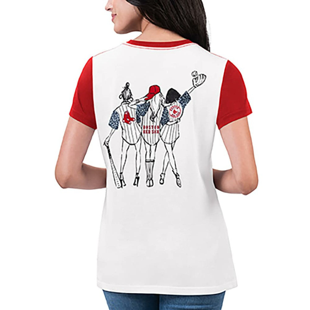 Boston Red Sox G-III 4Her by Carl Banks Women's Illustration Ringer T-Shirt - White - MLB Online