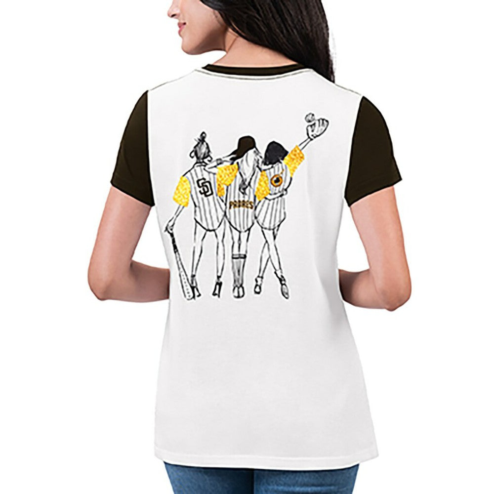 San Diego Padres G-III 4Her by Carl Banks Women's Illustration Ringer T-Shirt - White - MLB Discount