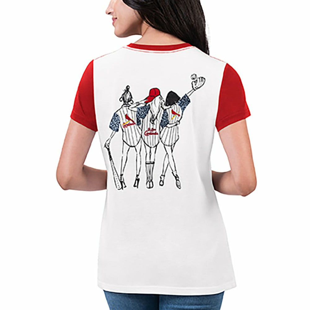 St. Louis Cardinals G-III 4Her by Carl Banks Women's Illustration Ringer T-Shirt - White - MLB Lifestyle