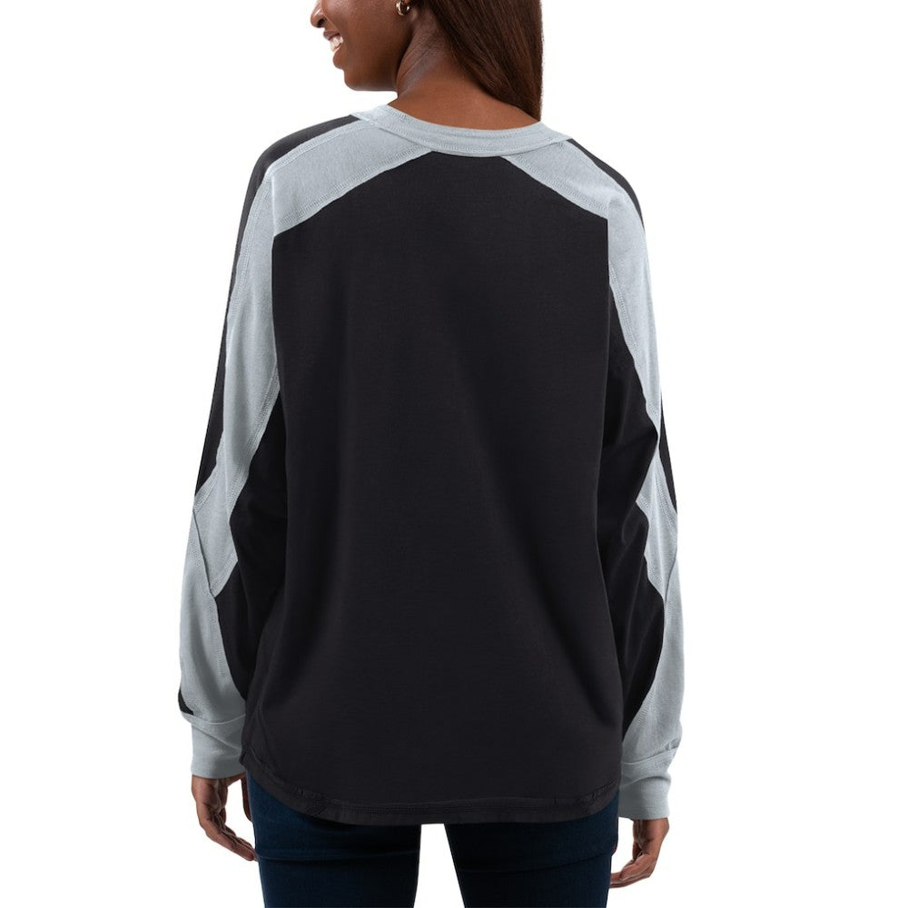 Chicago White Sox G-III 4Her by Carl Banks Women's Smash Raglan Long Sleeve T-Shirt - Black/Silver - MLB Sale