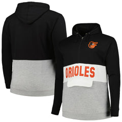 Baltimore Orioles Big & Tall Hoodie Half-Zip Sweatshirt - Black/Heather Gray - MLB Lifestyle