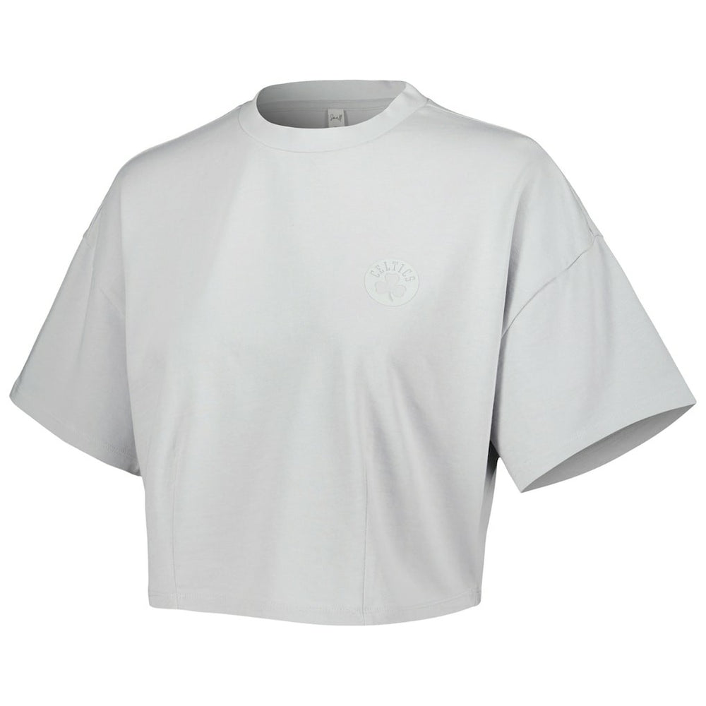 Boston Celtics Lusso Women's Nola Faded Tonal Cropped T-Shirt Gray