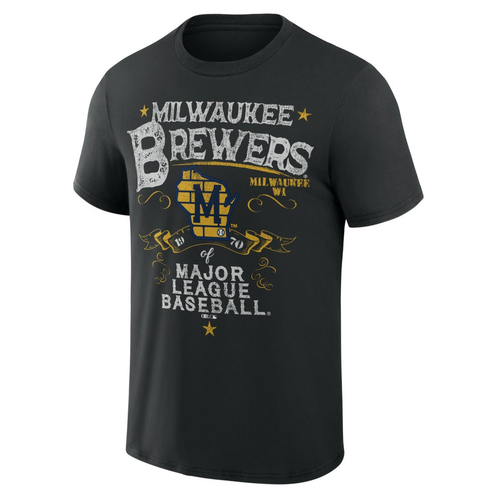 Milwaukee Brewers Darius Rucker Collection by Fanatics Beach Splatter T-Shirt - Black - Fanatics Sale