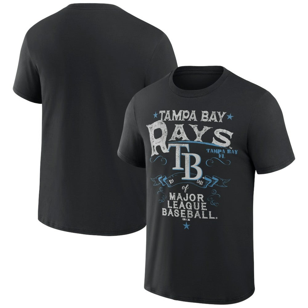 Tampa Bay Rays Darius Rucker Collection by Fanatics Beach Splatter T-Shirt - Black - Fanatics Sale