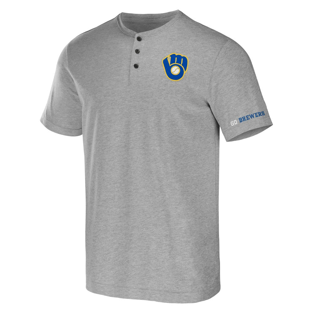 Milwaukee Brewers Darius Rucker Collection by Fanatics Henley T-Shirt - Heather Gray - Fanatics Lifestyle