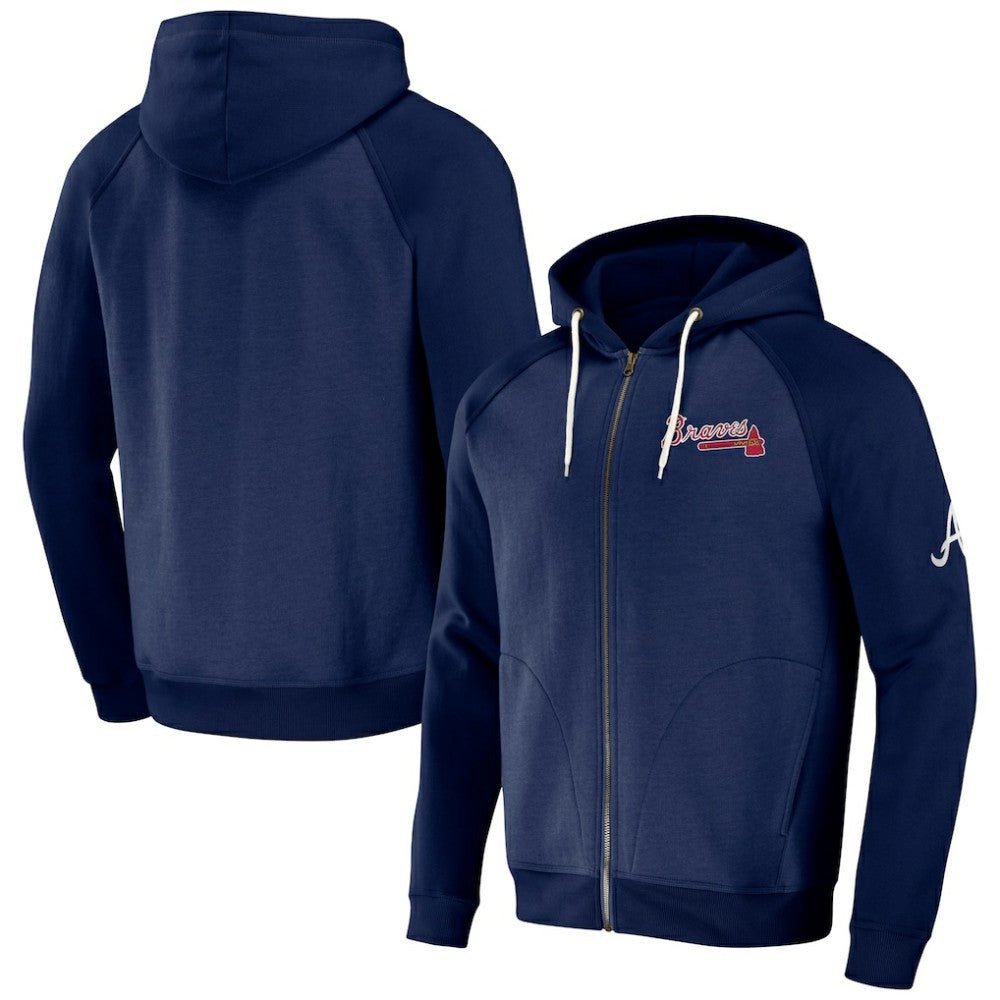 Atlanta Braves Darius Rucker Collection by Fanatics Raglan Full-Zip Hoodie - Navy - Fanatics Sale