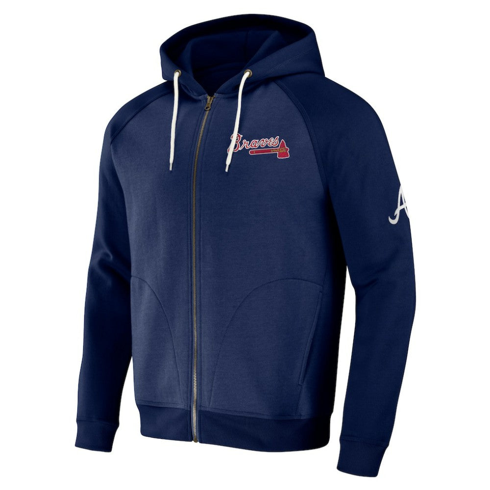 Atlanta Braves Darius Rucker Collection by Fanatics Raglan Full-Zip Hoodie - Navy - Fanatics Sale