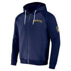 Milwaukee Brewers Darius Rucker Collection by Fanatics Raglan Full-Zip Hoodie - Navy - Fanatics Online