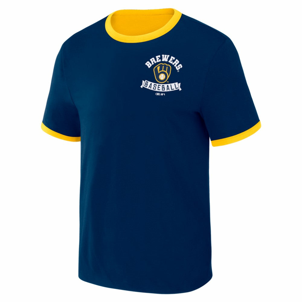Milwaukee Brewers Darius Rucker Collection by Fanatics Two-Way Ringer Reversible T-Shirt - Navy/Gold - Fanatics Online
