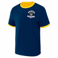 Milwaukee Brewers Darius Rucker Collection by Fanatics Two-Way Ringer Reversible T-Shirt - Navy/Gold - Fanatics Online