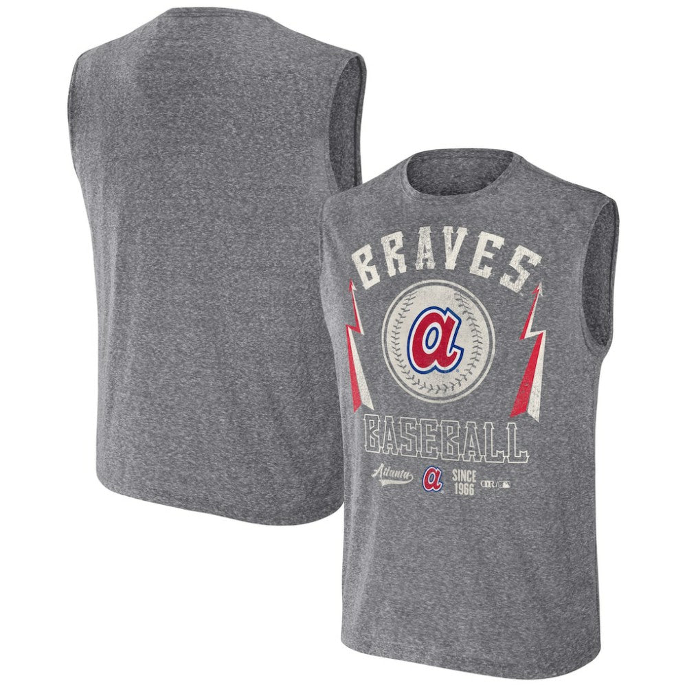 Atlanta Braves Darius Rucker Collection by Fanatics Relaxed-Fit Muscle Tank Top - Charcoal - Fanatics Sale
