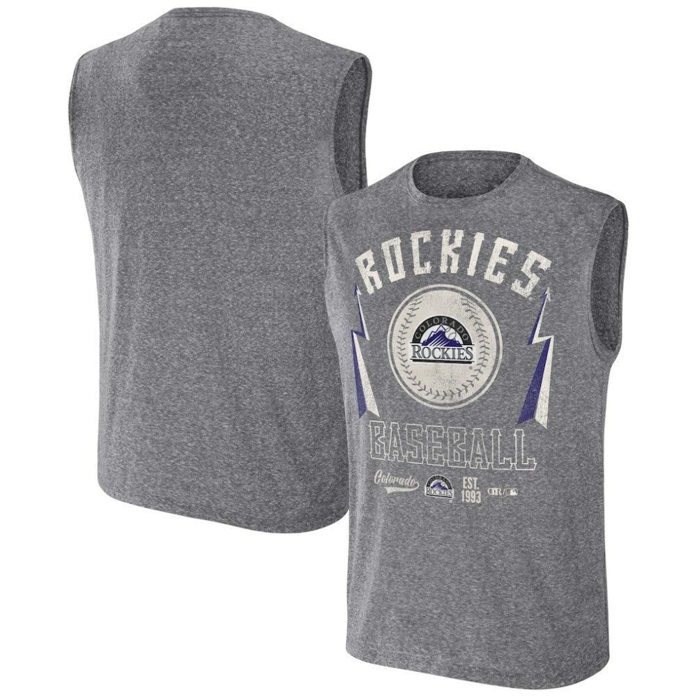 Colorado Rockies Darius Rucker Collection by Fanatics Relaxed-Fit Muscle Tank Top - Charcoal - Fanatics Lifestyle