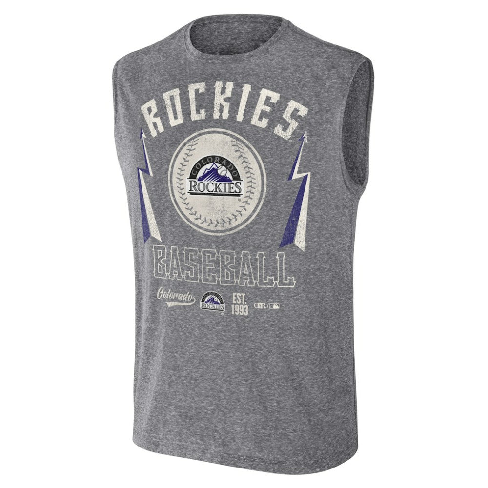 Colorado Rockies Darius Rucker Collection by Fanatics Relaxed-Fit Muscle Tank Top - Charcoal - Fanatics Lifestyle