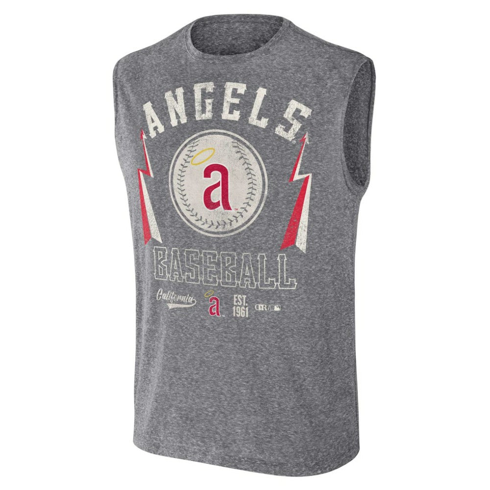 Los Angeles Angels Darius Rucker Collection by Fanatics Relaxed-Fit Muscle Tank Top - Charcoal - Fanatics Lifestyle