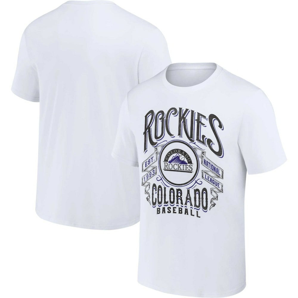 Colorado Rockies Darius Rucker Collection by Fanatics Distressed Rock T-Shirt - White - Fanatics Lifestyle