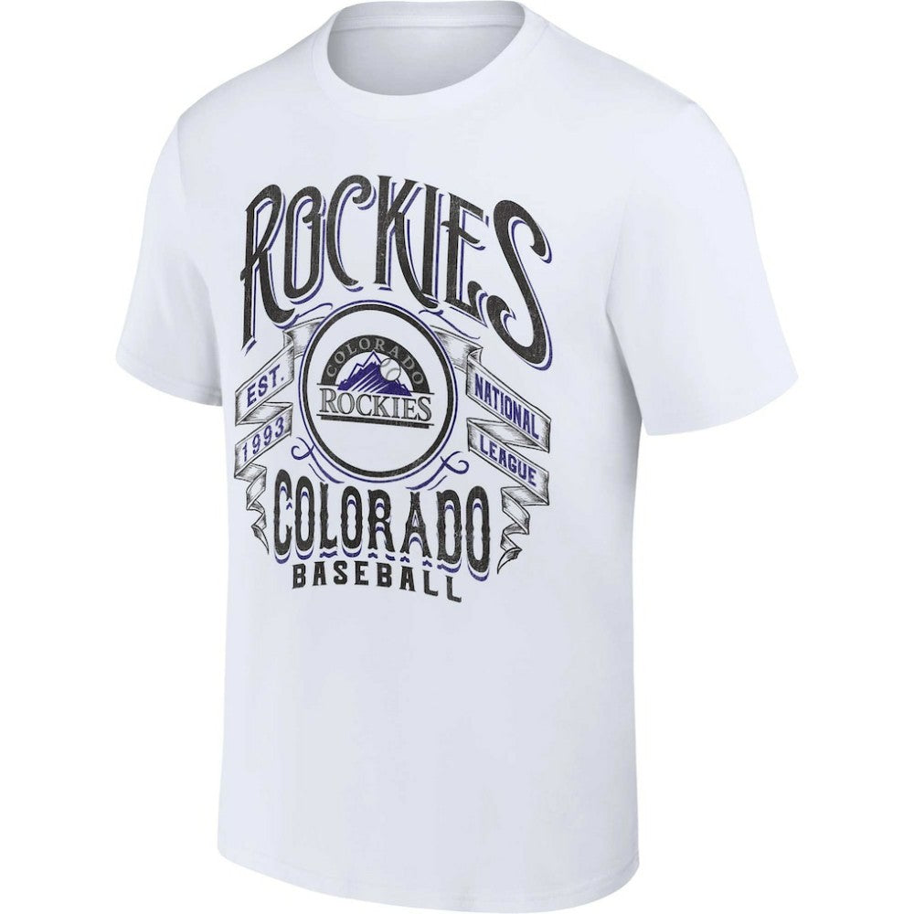 Colorado Rockies Darius Rucker Collection by Fanatics Distressed Rock T-Shirt - White - Fanatics Lifestyle