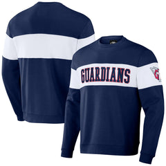 Cleveland Guardians Darius Rucker Collection by Fanatics Stripe Pullover Sweatshirt - Navy - Fanatics Discount