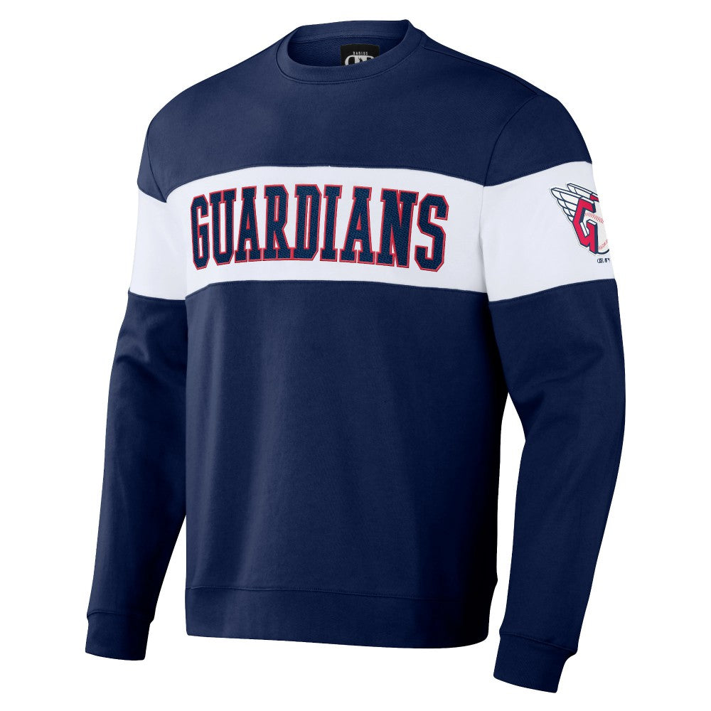 Cleveland Guardians Darius Rucker Collection by Fanatics Stripe Pullover Sweatshirt - Navy - Fanatics Discount