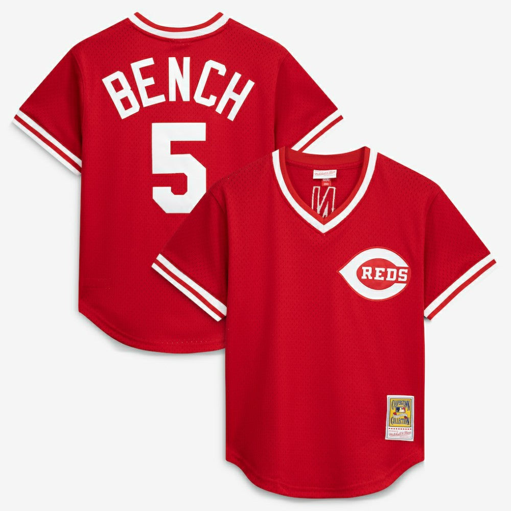 Johnny Bench Cincinnati Reds Mitchell & Ness Authentic Batting Practice Jersey - Scarlet - Mitchell & Ness on Sale