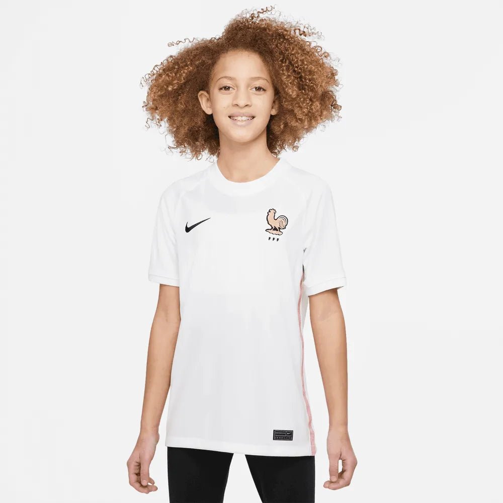 2022-23 France Away Youth Soccer Jersey White-Pink Glaze-Blue Nike