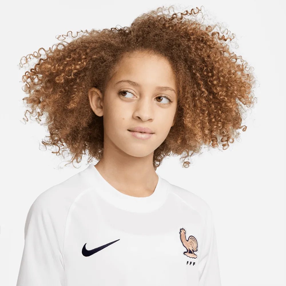 2022-23 France Away Youth Soccer Jersey White-Pink Glaze-Blue Nike