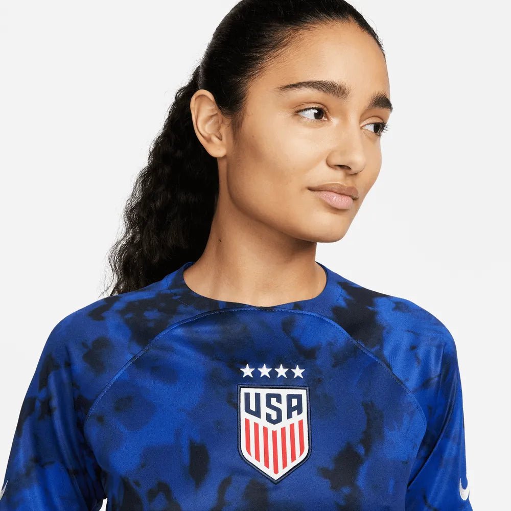 2022-23 USA Away Women 4 Star Soccer Jersey Bright Blue-White Nike