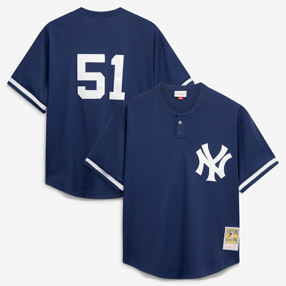 Bernie Williams New York Yankees Mitchell & Ness Authentic Batting Practice Jersey - Navy - Mitchell & Ness Lifestyle