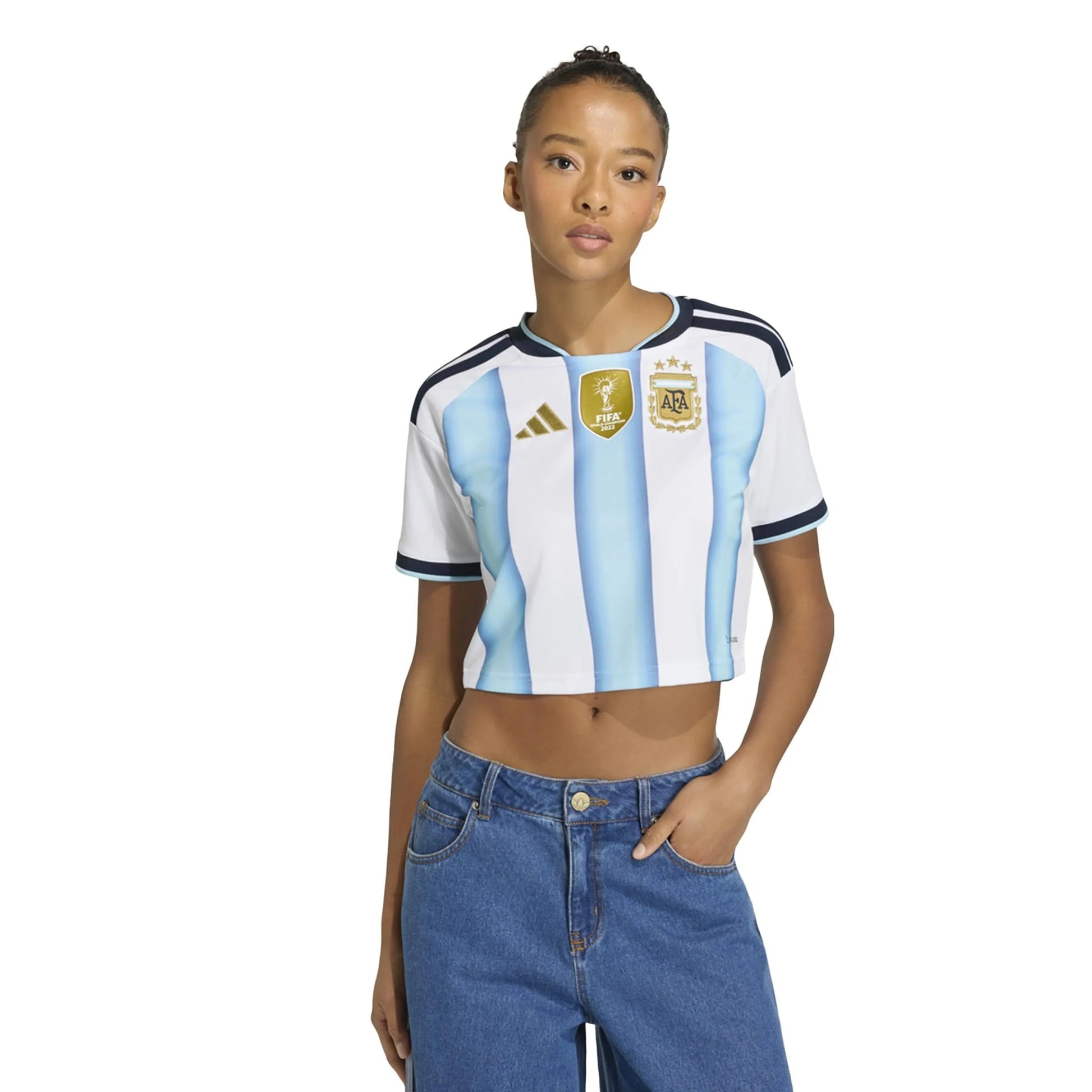 2026 Argentina Women's Stadium Home Cropped Soccer Jersey Adidas
