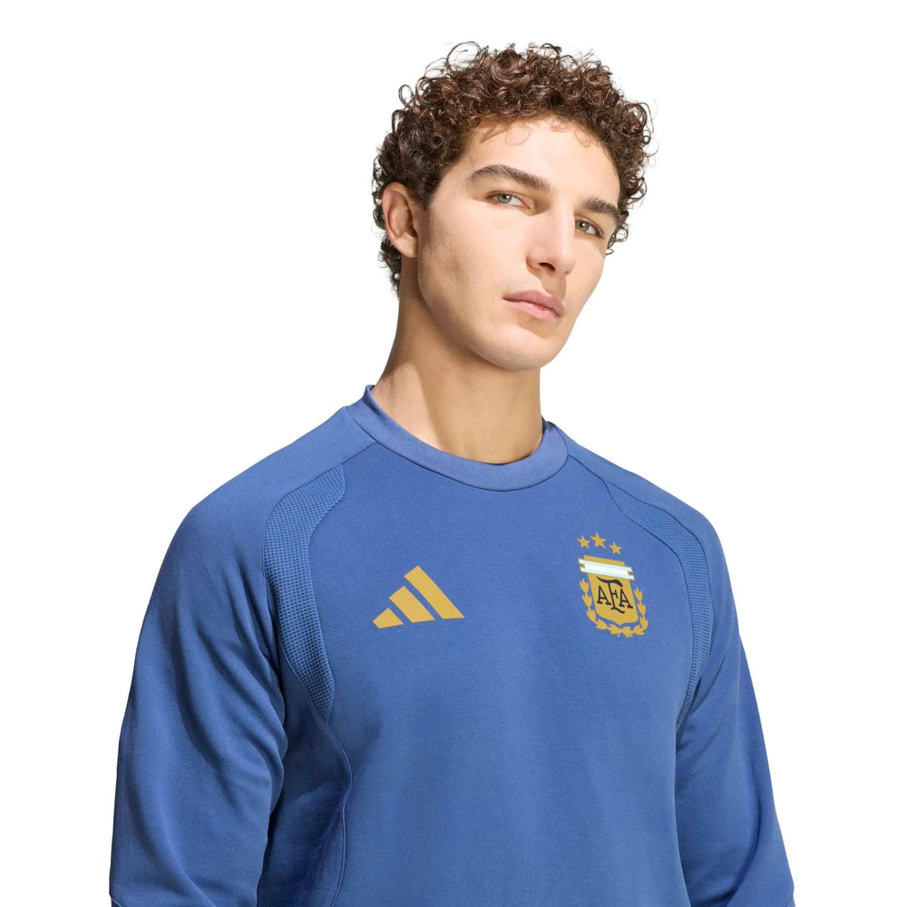 2026 Argentina Men's Tiro Travel Crewneck Sweatshirt Adidas