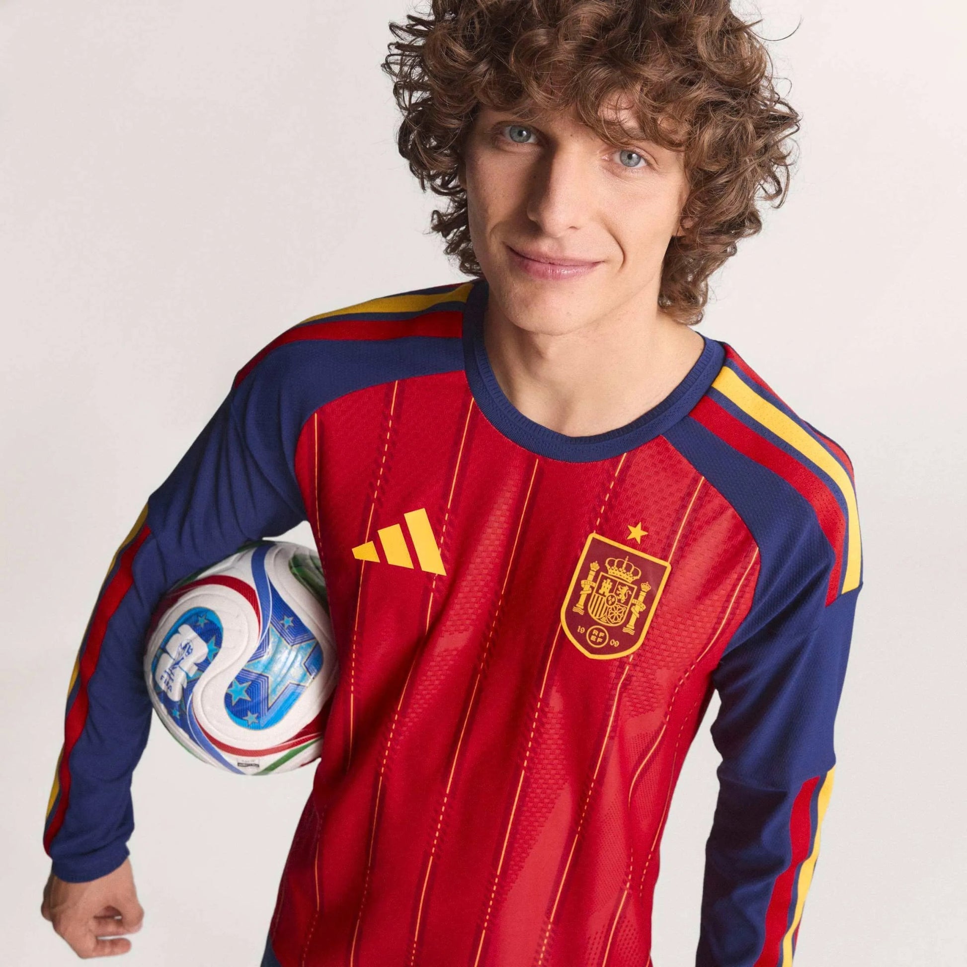 2026 Spain Men's Authentic Home Long-Sleeve Soccer Jersey Adidas