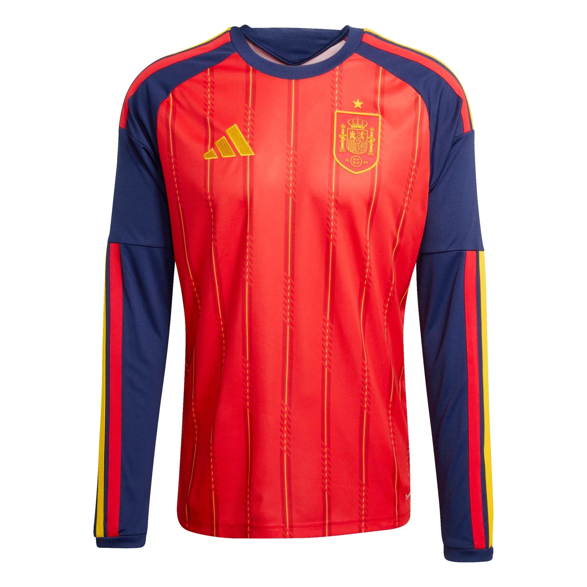 2026 Spain Men's Stadium Home Long-Sleeve Soccer Jersey Adidas