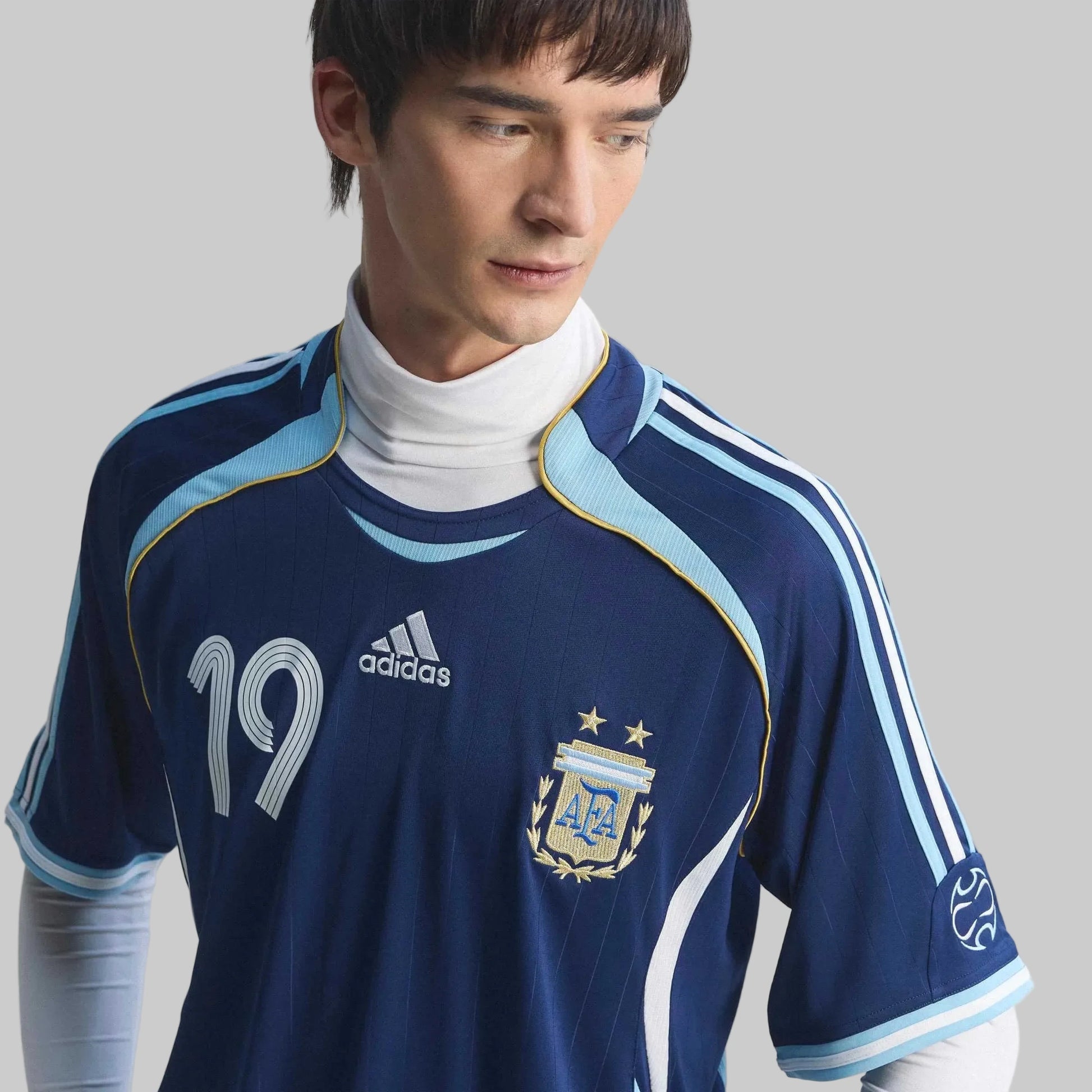 2006 Argentina Men's Retro Stadium Away Messi #19 Soccer Jersey Adidas