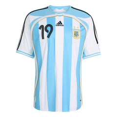2006 Argentina Men's Retro Stadium Home Messi #19 Soccer Jersey Adidas