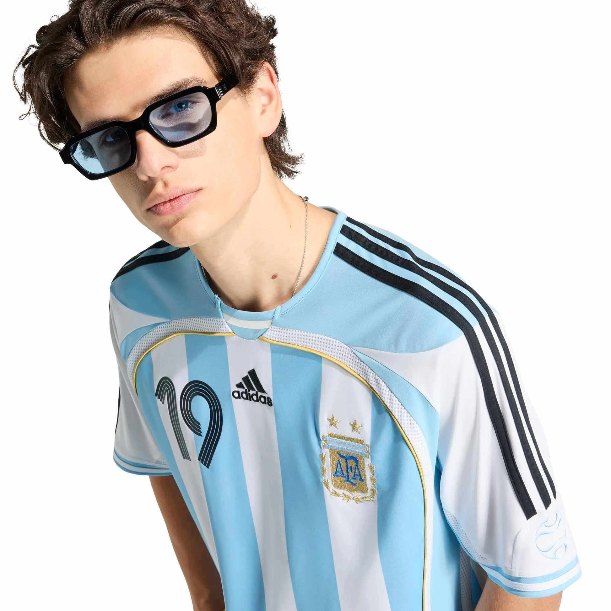 2006 Argentina Men's Retro Stadium Home Messi #19 Soccer Jersey Adidas