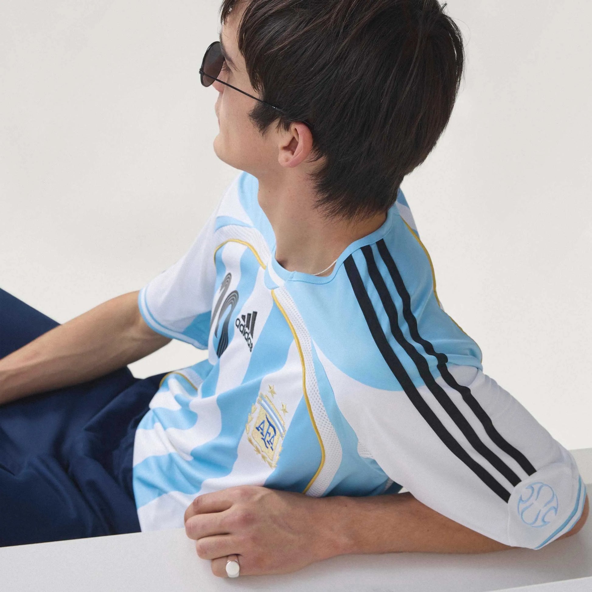 2006 Argentina Men's Retro Stadium Home Messi #19 Soccer Jersey Adidas