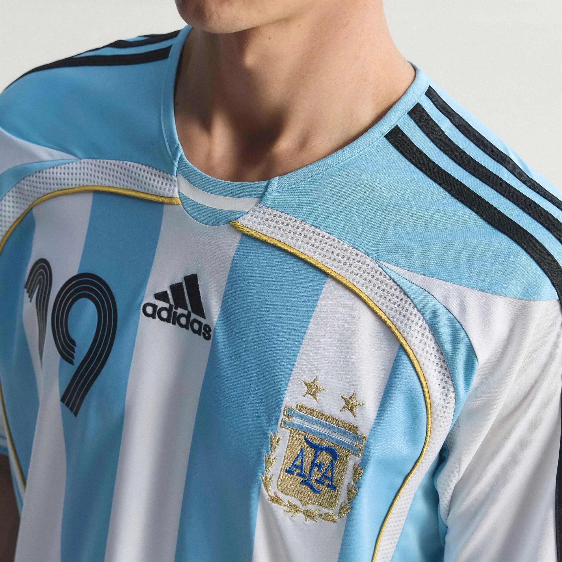 2006 Argentina Men's Retro Stadium Home Messi #19 Soccer Jersey Adidas