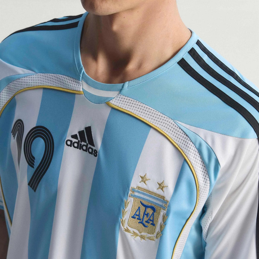 2006 Argentina Men's Retro Stadium Home Messi #19 Soccer Jersey Adidas