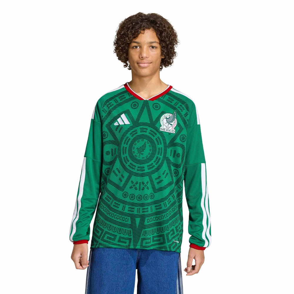 2026 Mexico Youth Stadium Home Long-Sleeve Soccer Jersey Adidas