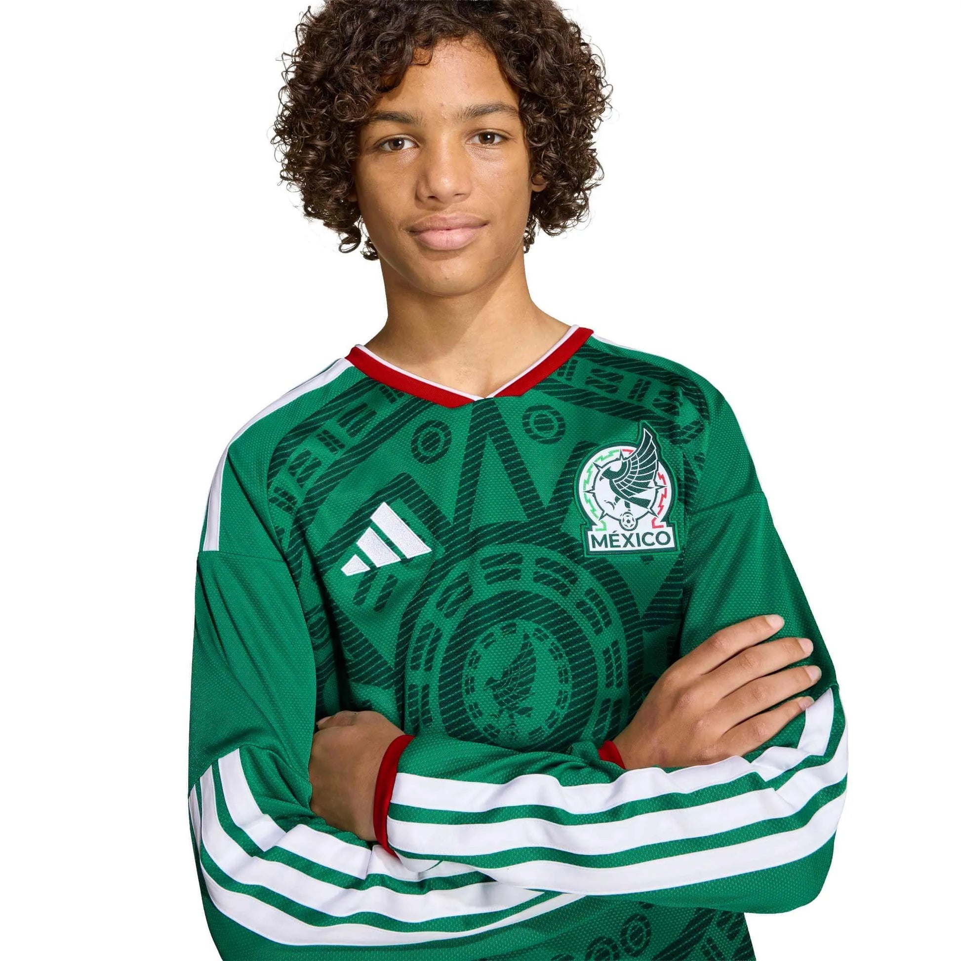 2026 Mexico Youth Stadium Home Long-Sleeve Soccer Jersey Adidas